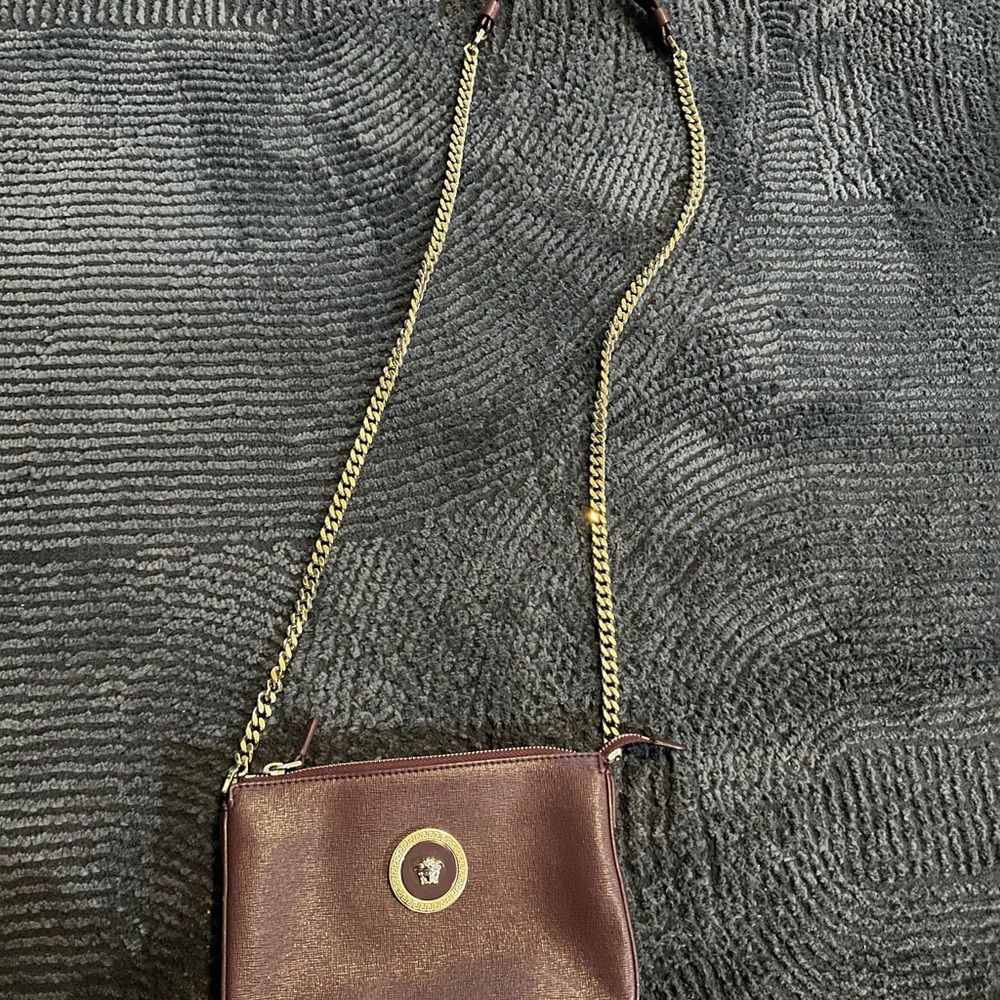 Versace Brown Mini Bag with Gold Chain